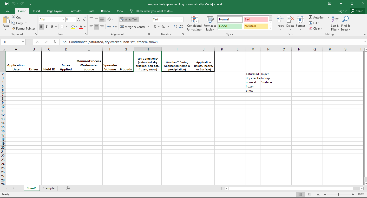 Creating A MS Excel Document Daily Log Record