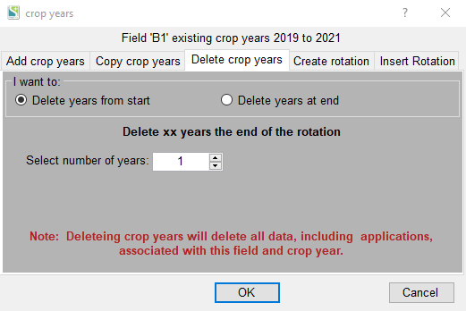 2019 Delete crop years