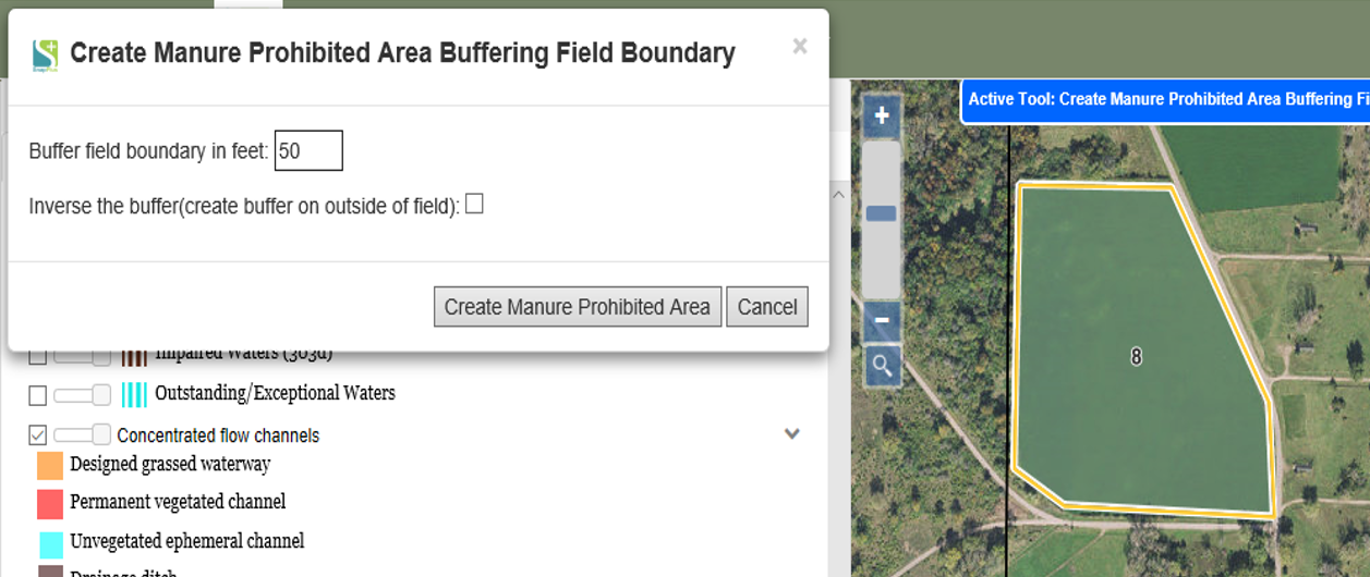 KV Create Manure Prohibited Area Buffering Field Boundary
