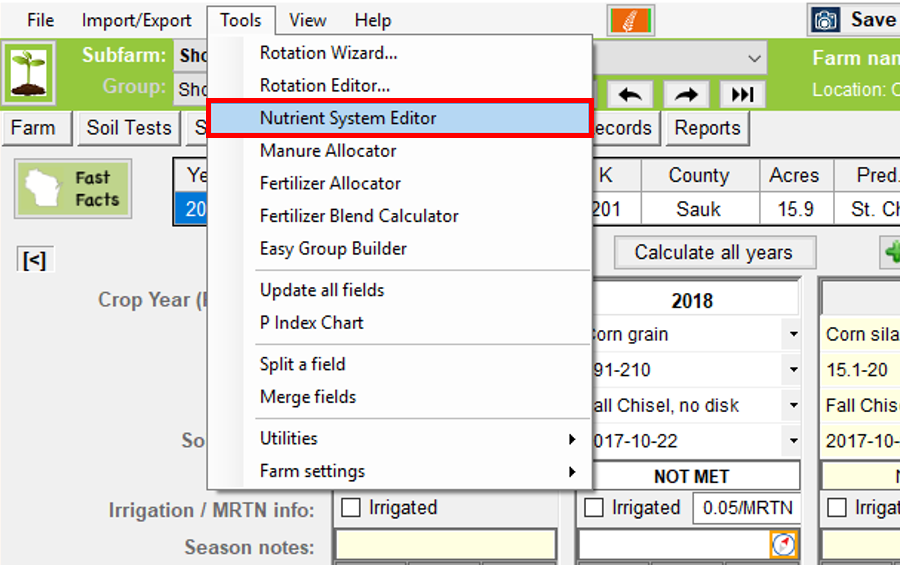 KV Opening the Nutrient System Editor