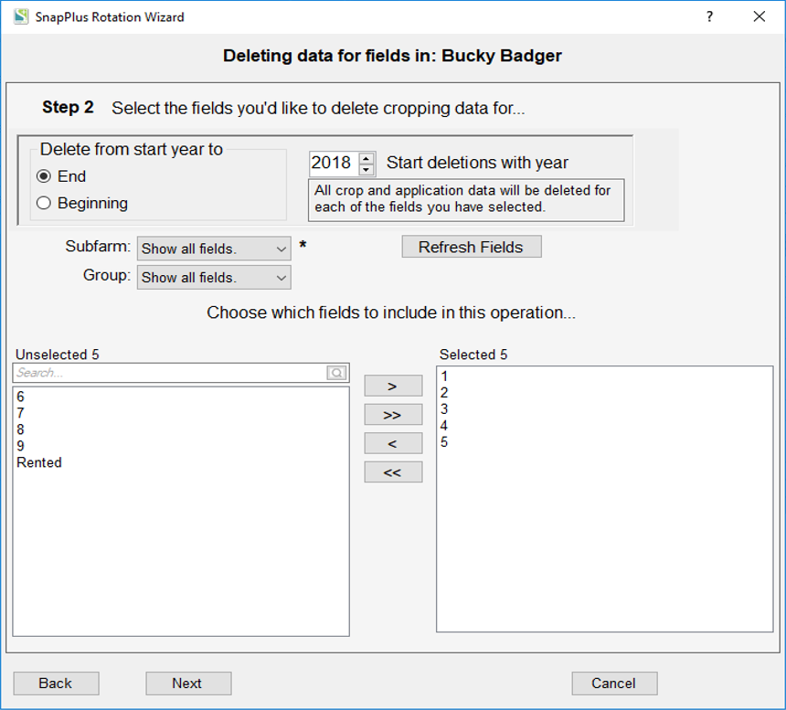 KV Step 2 - Select the fields you'd like to delete cropping data from