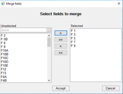 Multi-field selection for merge