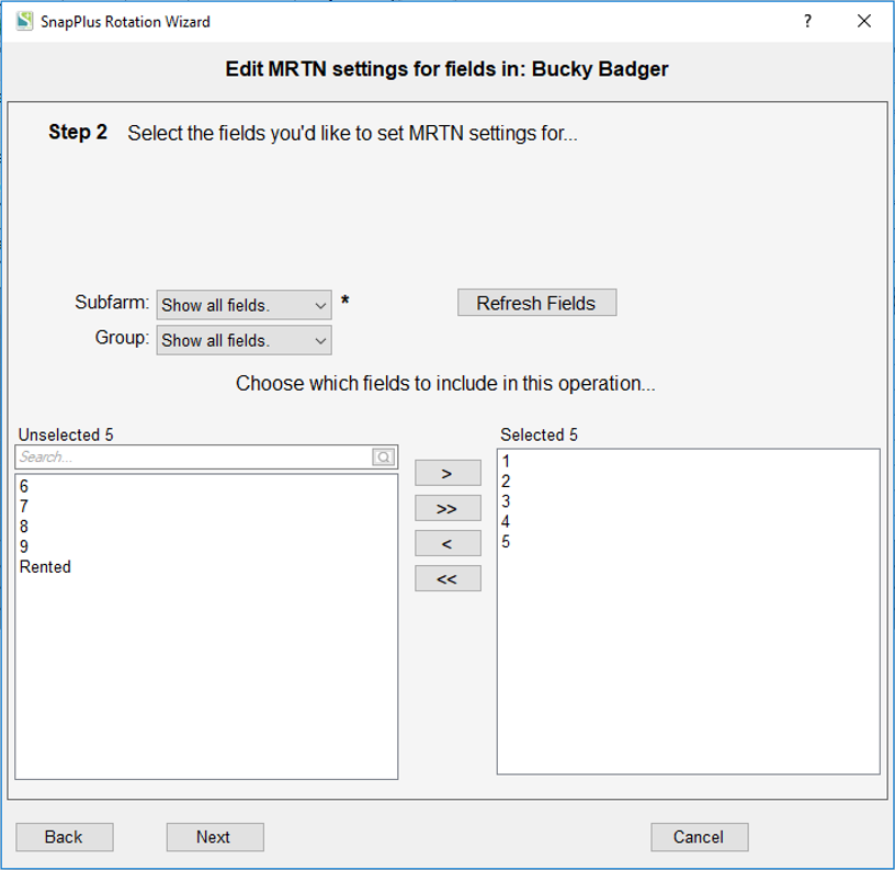KV Step 2 - Select the fields you'd like to set MRTN settings for