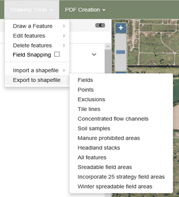 KV Export to Shapefile Menu --