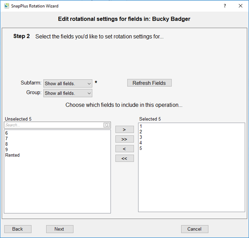 KV Step 2 - Select the fields you'd like to set rotation settings for