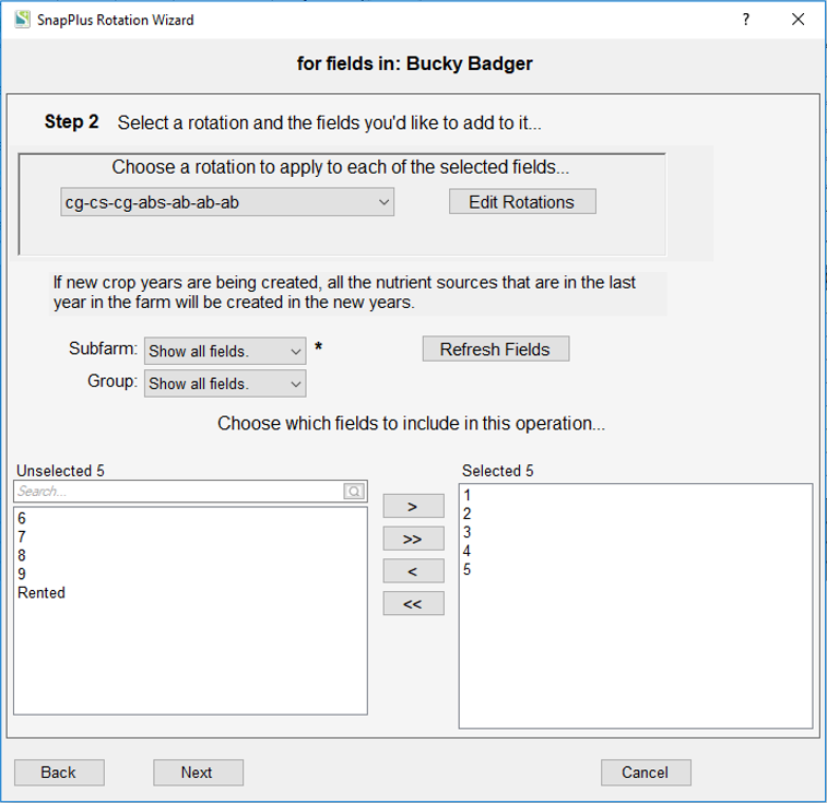 KV Step 2 - Select a rotation and the field you'd like to add it to