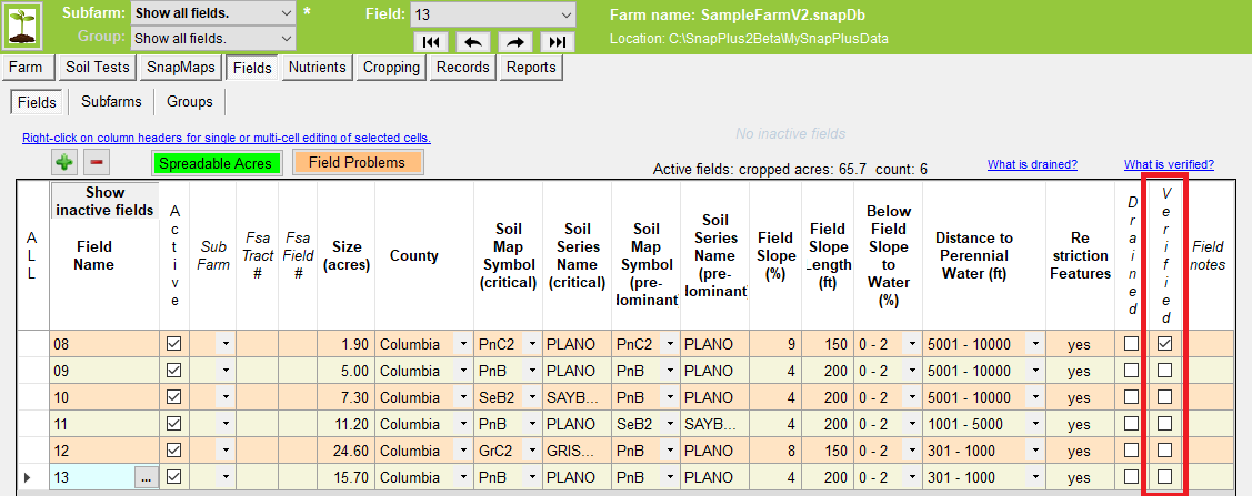 Fields Screen - Verified 2019