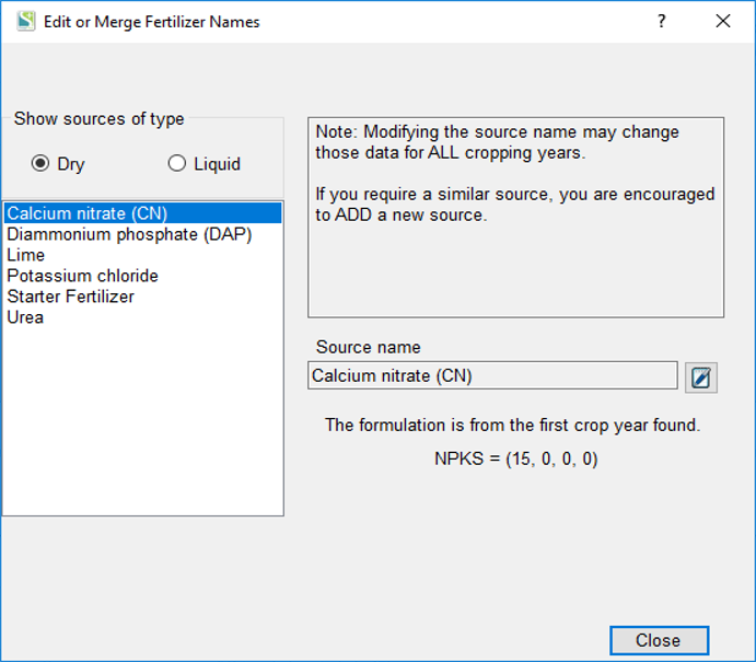 KV Edit or Merge Fertilizer Names